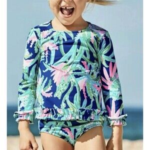 Lilly Pulitzer Margo UPF 50 Rashguard 2-piece Set Macaw Blue Sweet Escape Girl 2